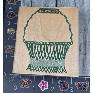 Rubber Stampede French Wire Basket Z523H Rubber Stamp Wood #B109